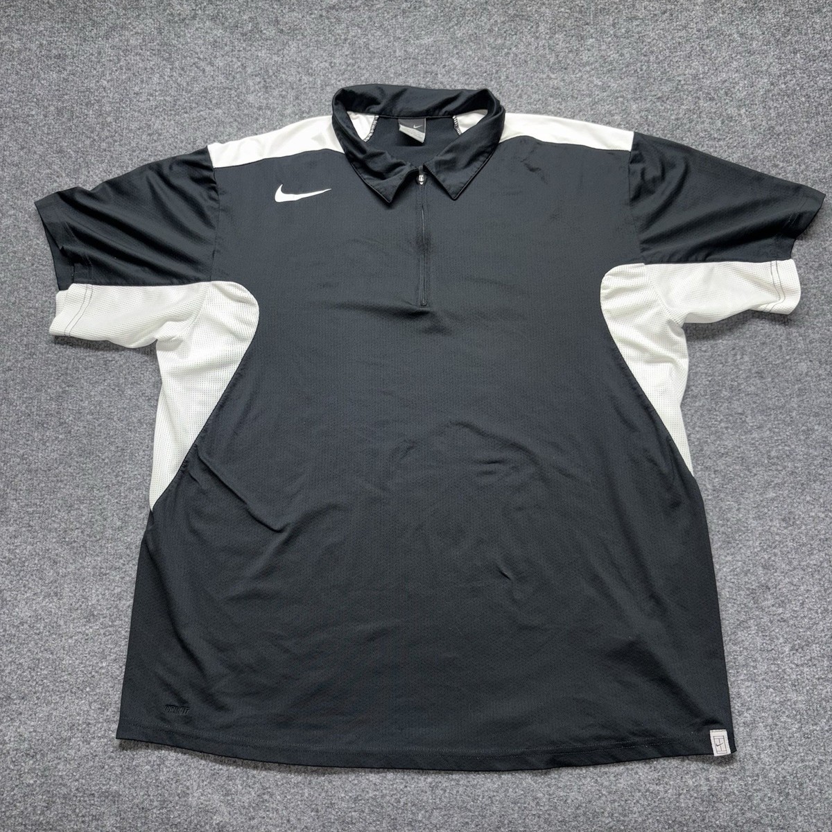 Nike Court Tennis 1/4 Zip Polo Shirt Mens XL Black Stretch