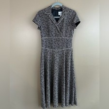 Vintage Danny & Nicole Black White Ditsy Floral Dress 6 Whimsigoth Dark Romantic