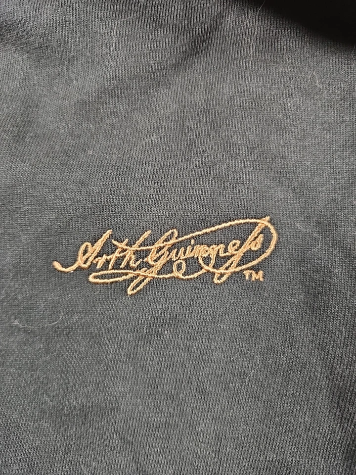 吉尼斯橄榄球 Polo 衫男式 XXL 绿色奶油色宽条纹刺绣标志 — 第 3/4 张图片