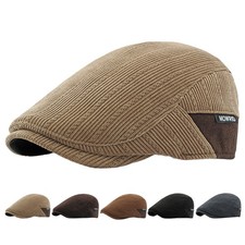 Herren Cord Flatcap  Efeu Kappe Retro Cabbie Hut Fahren Retro Schiebermütze