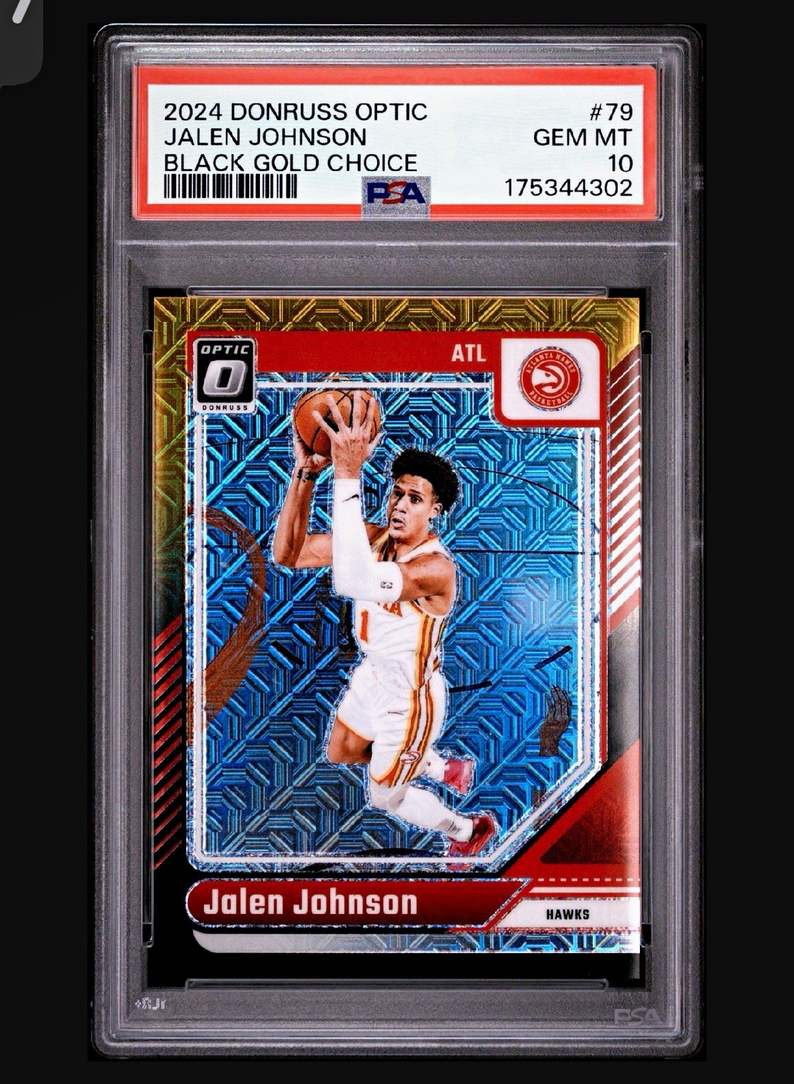 💥2024-25 Donruss Optic Jalen Johnson Black Gold Choice 2/8 PSA 10 Hawks #79