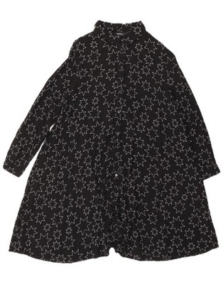 ZARA Damen Shirtkleid Oversize Abstraktes Muster UK 6 XS Schwarz AH23