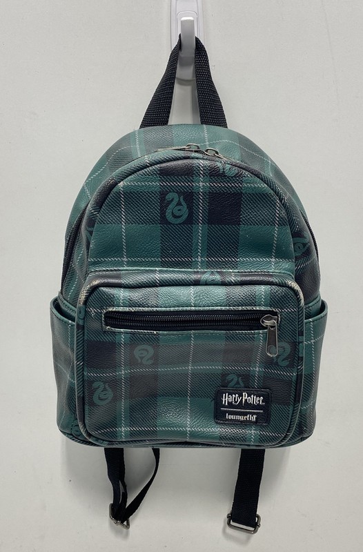 Loungefly Harry Potter Slytherin Green Black Plaid Mini Backpack Bag