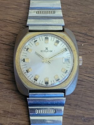 Edox Date Armbanduhr Vintage alt läuft nicht HS P3701