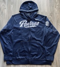 NIKE Men’s PADRES Baseball Full Zip Hooded Jacket Long Sleeve Athleisure sz XL