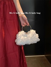 Solid Rose Floral Evening Bag Luxury Fashion Clutch Purse Women Handbag