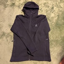 Haglofs Fleece Jacket Black L, Hooded, Side Pockets, Warm,