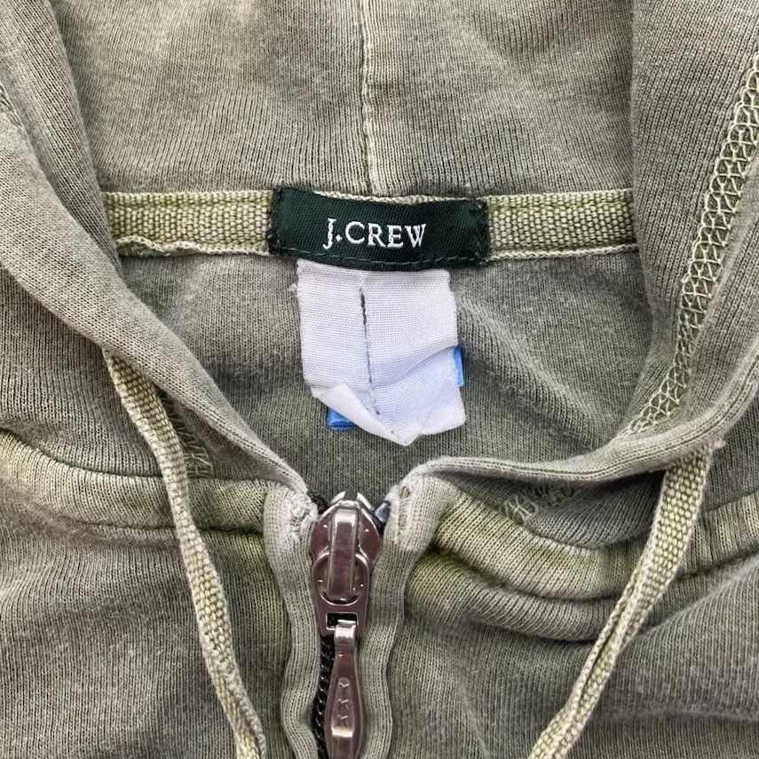 J.Crew 绿色拉链连帽衫中号轻便棉混纺运动衫 * 阅读 — 第 4/4 张图片
