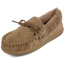TAUPE - FLOOPI WOMEN  S MICROSUEDE MOCCASIN SLIPPER