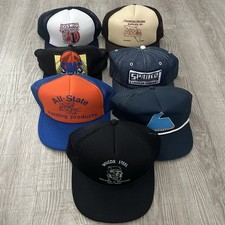 VINTAGE LOT OF 7 TRUCKER HATS ADJUSTABLE MULTIPLE COLORS ADVERTISING