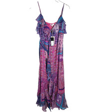 GIANNI BINI x DANNIJO Isabella Dress Womens Large Purple Paisley Ruffle Maxi