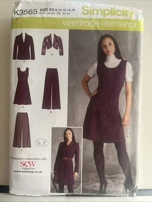 Simplicity Schnittmuster Anzug Hose Jacke Bolero ungeschnitten 8-16 K3565
