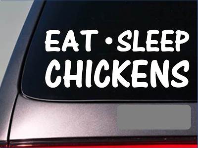 Eat Sleep Chickens Sticker *G825* 8'' vinyl incubator eggs crate carton hens