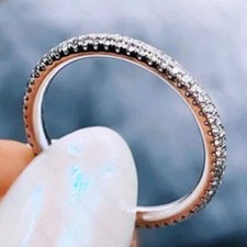 0.98 TCW Round Cut Moissanite Eternity Engagement Ring 14k White Gold Plated