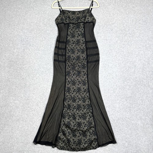 Vintage Bisou Bisou Maxi Dress Medium Lace Corset Whimsigoth Witchy Goth Mermaid
