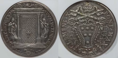 Italian Papal States Silver 1675 1 Piastra VF Details NGC KM# 371 Dav-4081