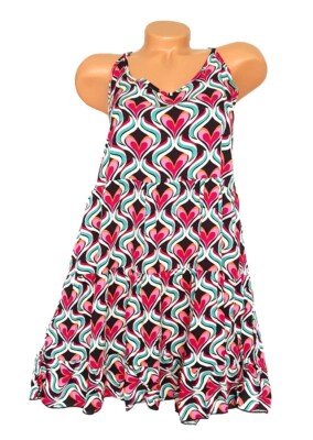 ITALY schwarzes Kleid Trägerkleid Sommerkleid Muster Herzen 36 38 40 42 NeuIT404