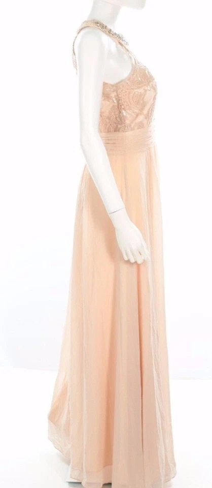 Vince Camuto 197601 Mujer Lentejuelas Encaje Gasa Vestido de Noche Rosa Melocotón Talla 6 Foto 3 de 4