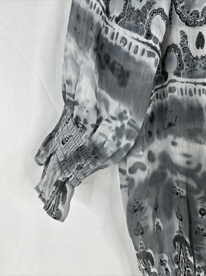 Top Marc Bouwer Mujer Talla S Gris Floral Manga 3/4 Estrás Transparente Foto 4 de 4