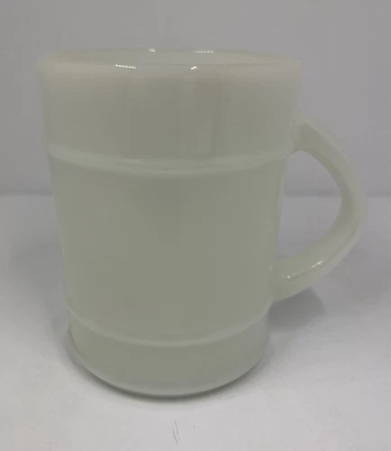 Vintage ANCHOR HOCKING FIRE KING BARREL Mug Cup White Milk Glass