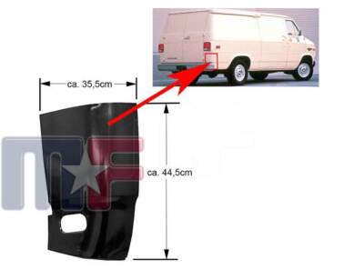 Seitenteil hinten Ecke 71-95 Chevrolet GMC G10 G20 G30 G2500 Van Reparaturblech