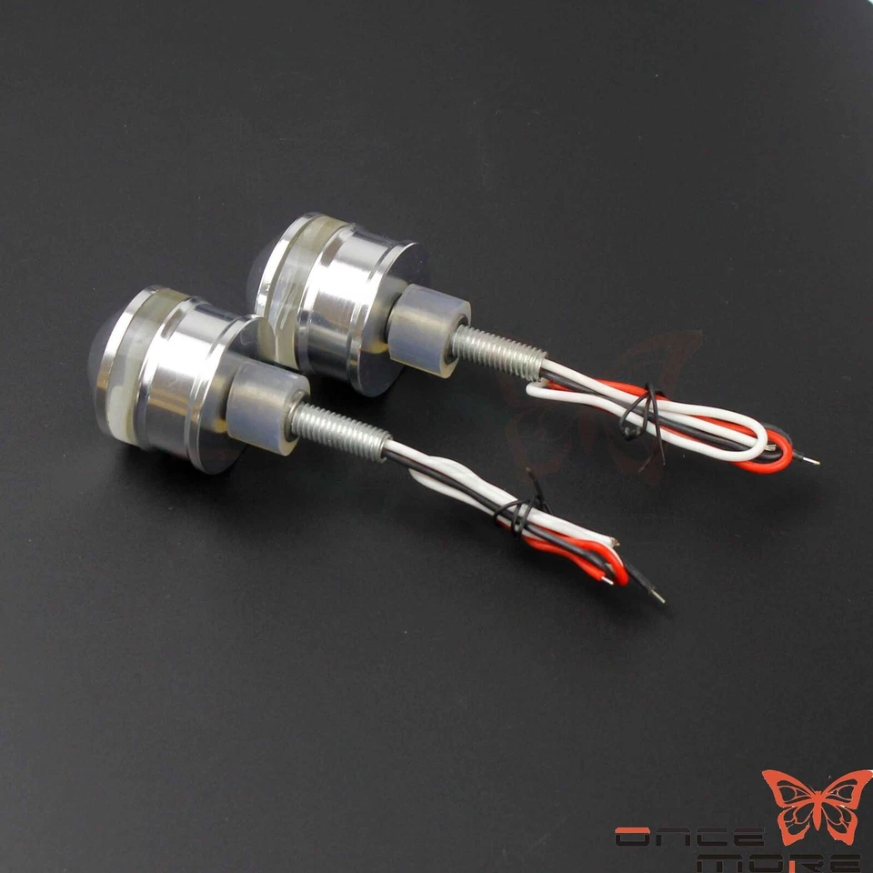 1Pair Silver Handlebar Bar End LED Turn Signal Light For Harley Honda Kawasaki - Изображение 4 из 4