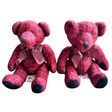 RUSS Bears From the Past Nelly Plush Toy 8 Flannel Red Black Stuffed set of 2