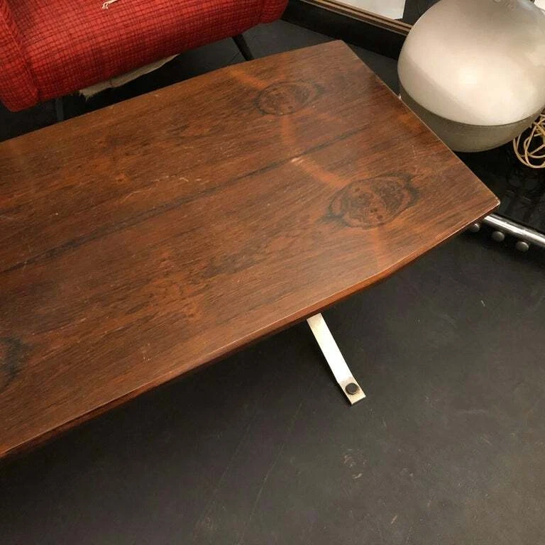 Mesa de centro italiana Mid-Century moderna de palisandro Rio y acero, alrededor de 1970 Foto 2 de 4