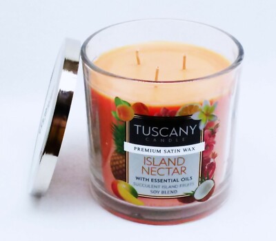 1 Tuscany Candle ISLAND NECTAR Soy Blend 3 Wick Scented Wax 14 oz Large