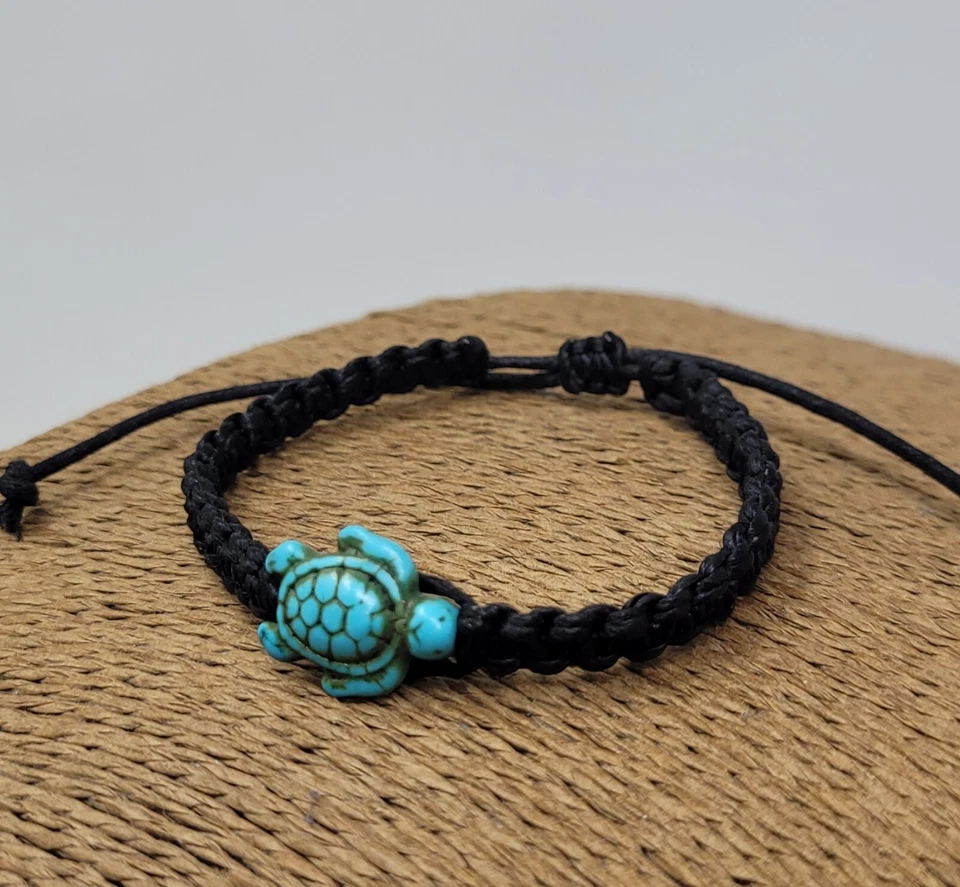 Sea Turtle bracelet Turquoise Turtle Bracelet Macrame Bracelet Black Bracelet - Image 4 of 4
