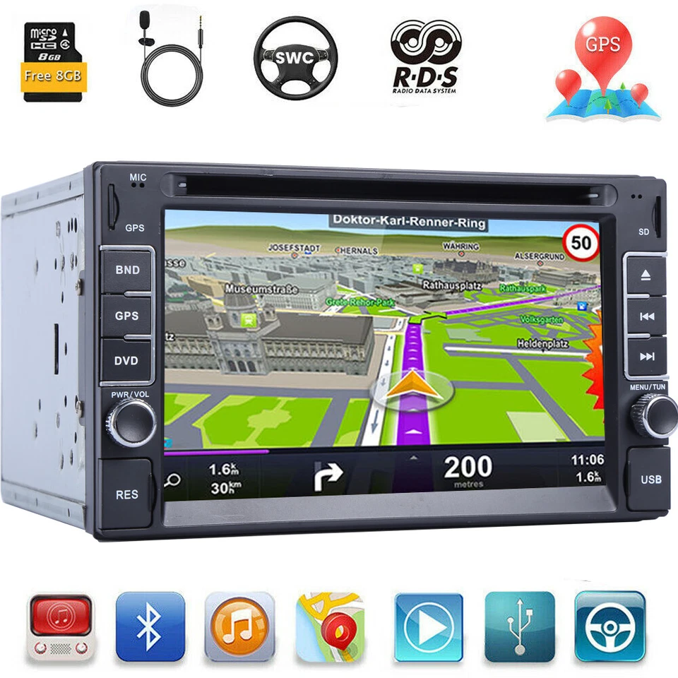 Coche Estéreo GPS Navegación Bluetooth Radio Doble 2 Din 6.2" Reproductor de CD DVD con Cámara Foto 3 de 4