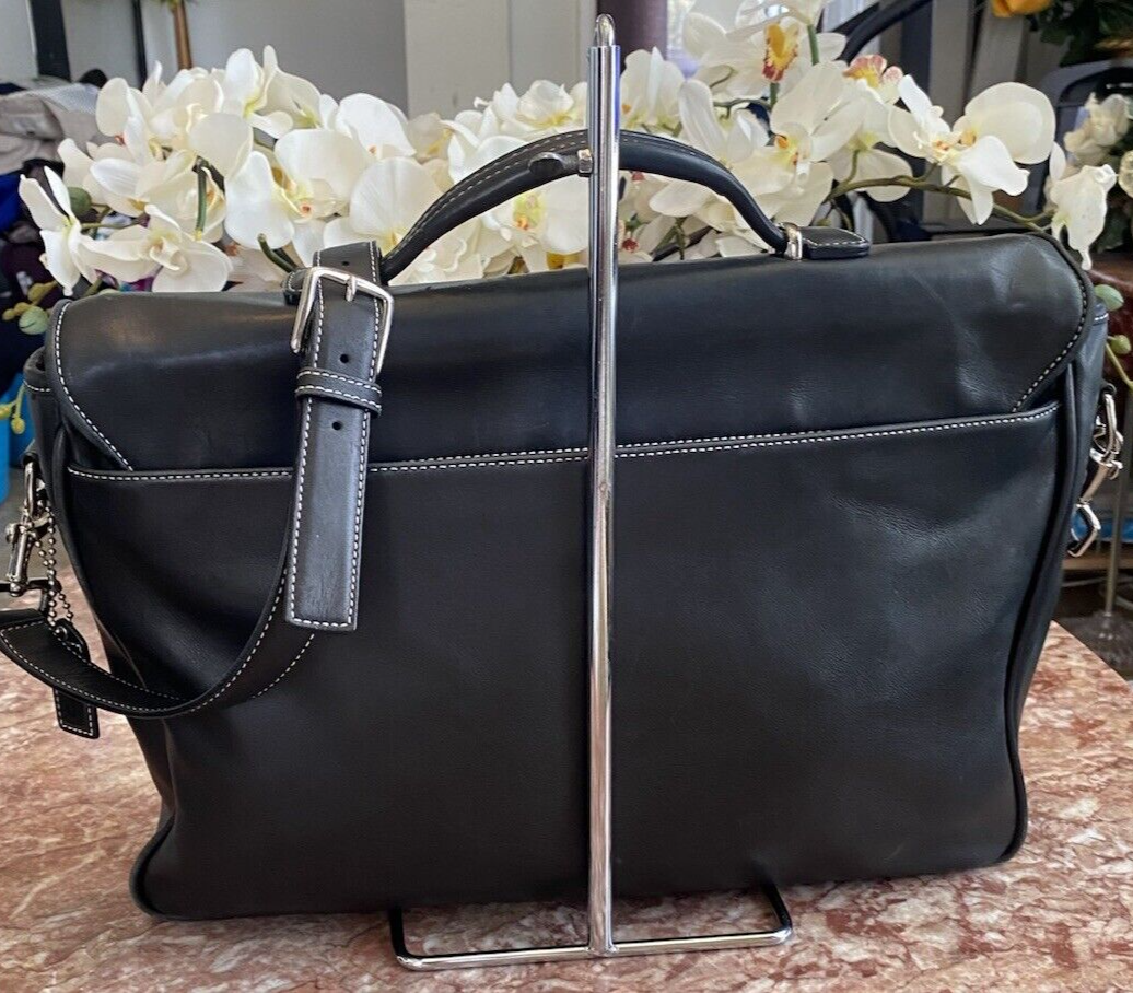 COACH F06457 Lexington Black Leather Turn Lock Briefcase Messenger