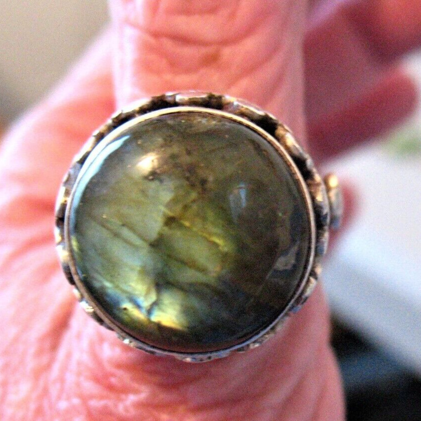 STERLING SILVER LABRADORITE DRAMATIC RING SIZE 7.… - image 1