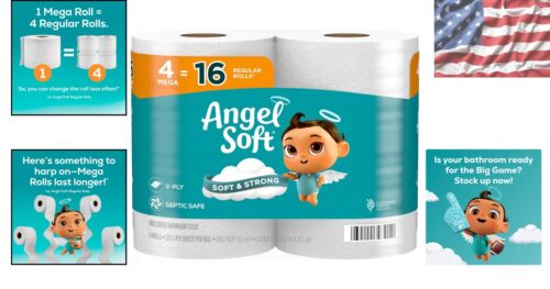 Angel Soft Toilettenpapier, 4 Mega Rollen = 16 normale Rollen, weiche und starke Toilette - Bild 2 von 9