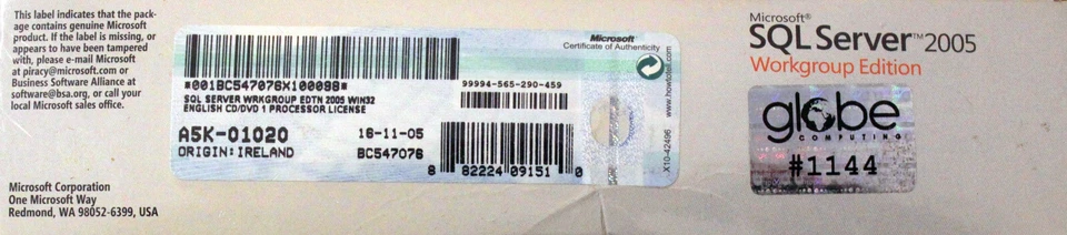 Microsoft SQL Server 2005 Workgroup - 1 CPU, Windows - Englisch - A5K-01020  NEU - Bild 4 von 4