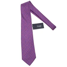 Drake's NWT Neck Tie in Purple with Yellow & Blue Print 100% Silk