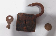 Vintage Secure Square Metal Padlock with Key