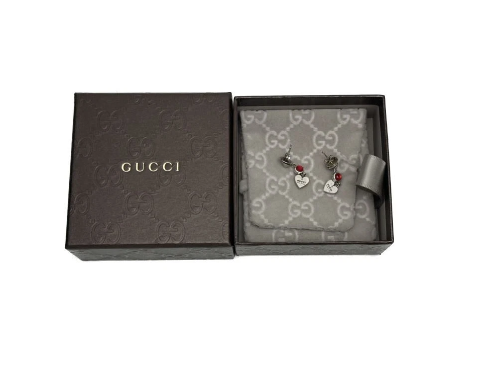 Boucles d'oreilles GUCCI argent 925 pierre de couleur cœur SV925 accessoires pour femmes