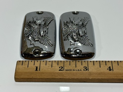 2pc Chrome Metal "Free Spirit" Cover Harley Davidson - Inspection Plate Set Lot - Foto 9 di 9