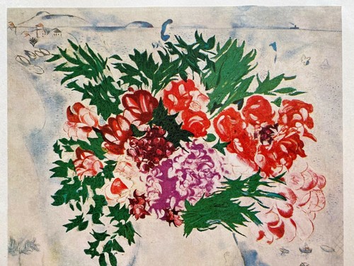 MARC CHAGALL RARE 1958 1ST EDITION LITHOGRAPH PRINT "FLOWERS IN MOURILLON" 1926 - Picture 2 of 9