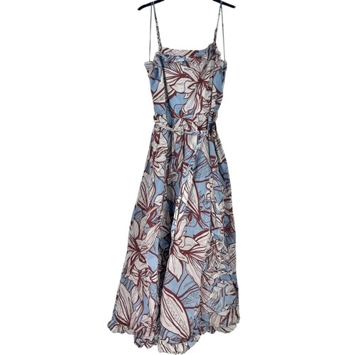 Nicholas Spaghetti Strap Julie Belted Maxi Dress Cotton Floral Size 10 - Picture 8 of 13