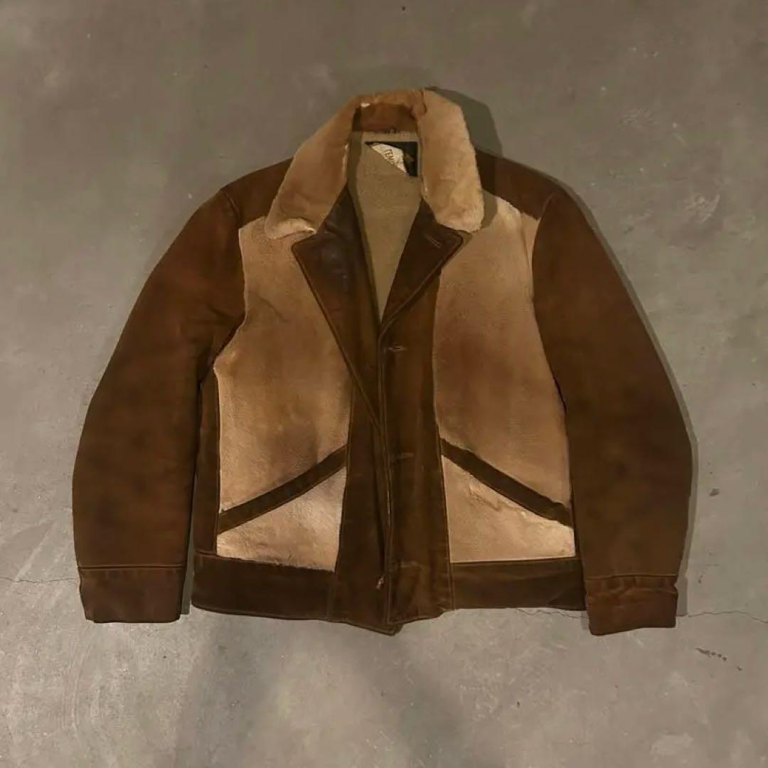 70s Vintage Grizzly Jacket Suede Leather Size 42 Men's