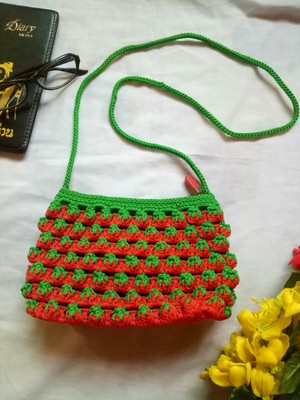 strawberry crochet backpack