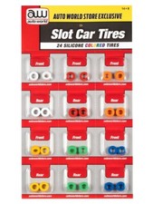 24 New Auto World Colored Silicone Replacement Tires for Super lll HO Slot Car