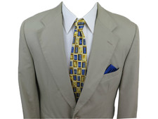 Brooks Brothers Men Imported Fabric Beige Blazer Suit Jacket Sport Coat 42 R USA