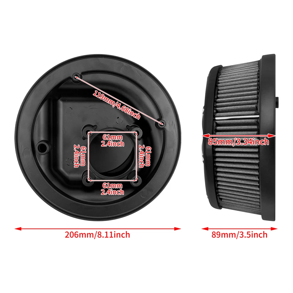 High Flow CNC Black Air Cleaner Filter Fit For Indian Chief Dark Horse 2014 UP - Image 4 of 4