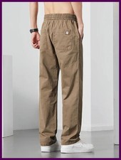 Straight Casual Cargo Pants Men Wide Leg Brown Long Cargo Business Work Trousers