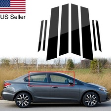 8pcs Glossy Black Pillar Posts Window Door Cover For Honda Civic 2012-2015 Sedan