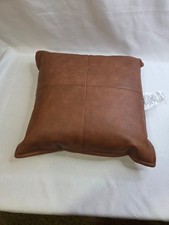 Room Essentials Faux Brown Leather Throw Pillow 18"x18"
