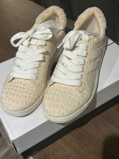 Dolce Vita Neo Plush Ivory Croco Embossed Lace-Up Sneakers